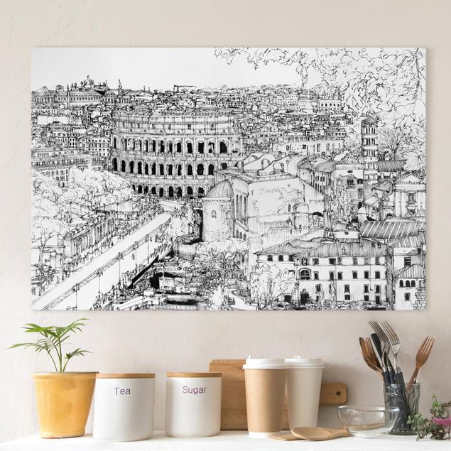 Obrazy na płótnie Włochy Studium miasta - Rzym