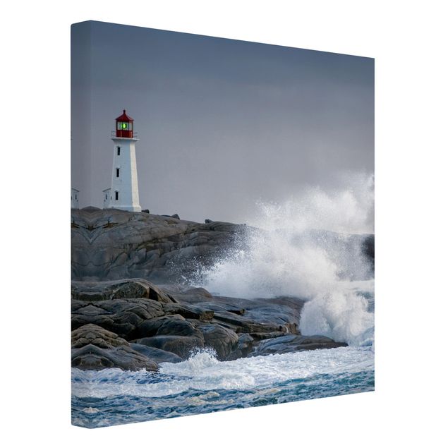 Obrazy morze Fale sztormowe przy latarni morskiej