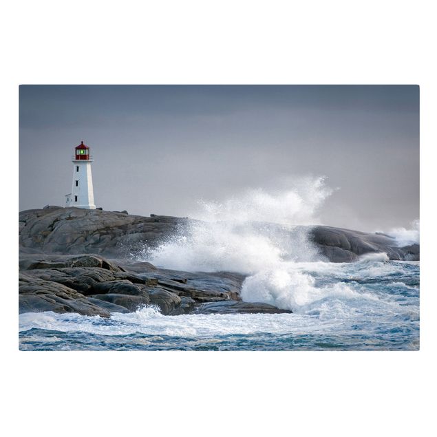 Obrazy krajobraz Fale sztormowe przy latarni morskiej