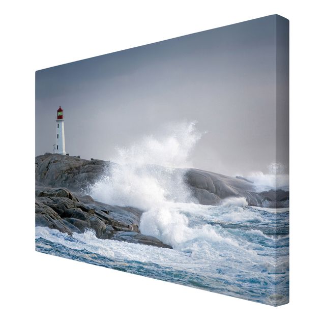 Obrazy plaża Fale sztormowe przy latarni morskiej