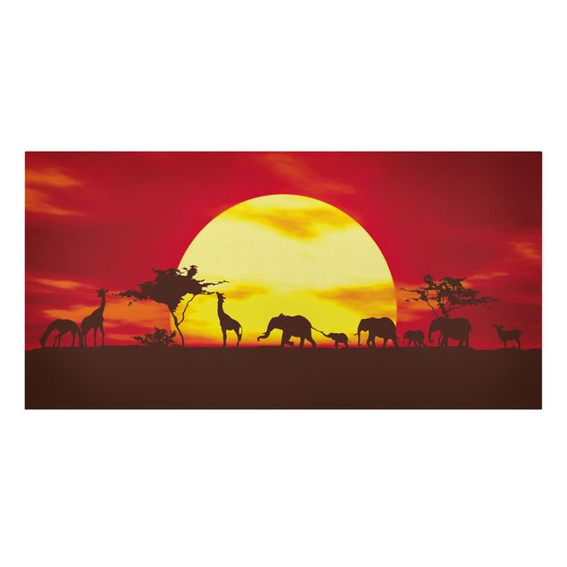 Obrazy ze zwierzętami Karawana o zachodzie słońca