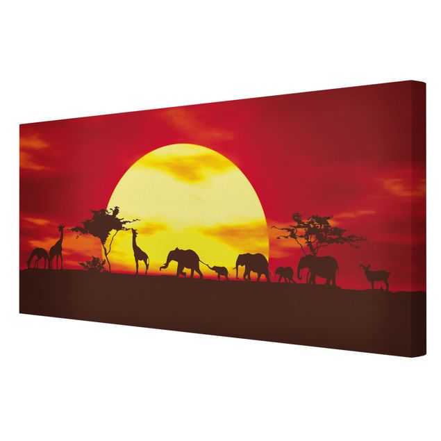 Afryka obrazy Karawana o zachodzie słońca