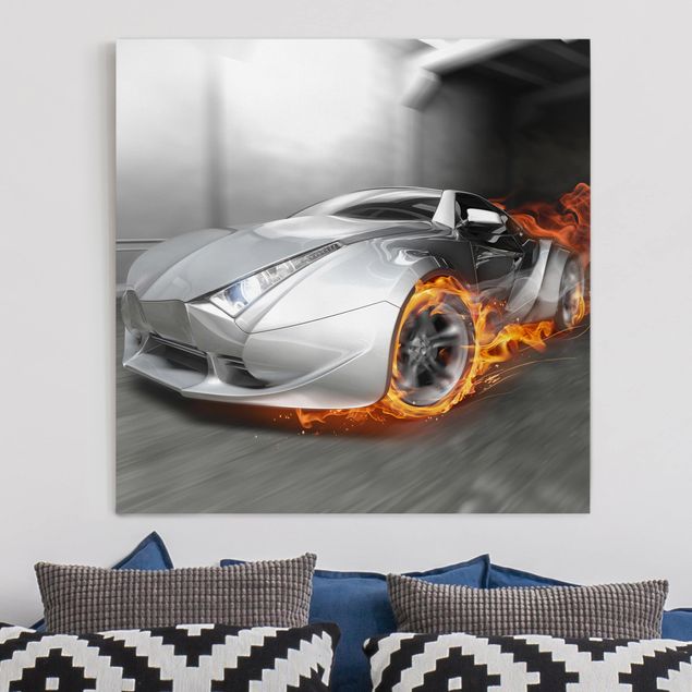 Obrazy samochody Samochód w ogniu