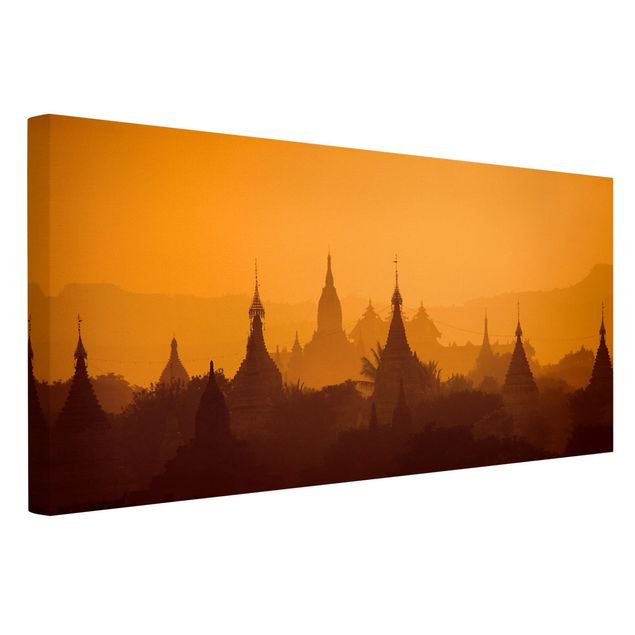 Obrazy na płótnie zachód słońca Miasto świątyń w Myanmarze
