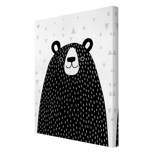 Obrazy na płótnie czarno biały Park zwierząt z wzorami - Niedźwiedź