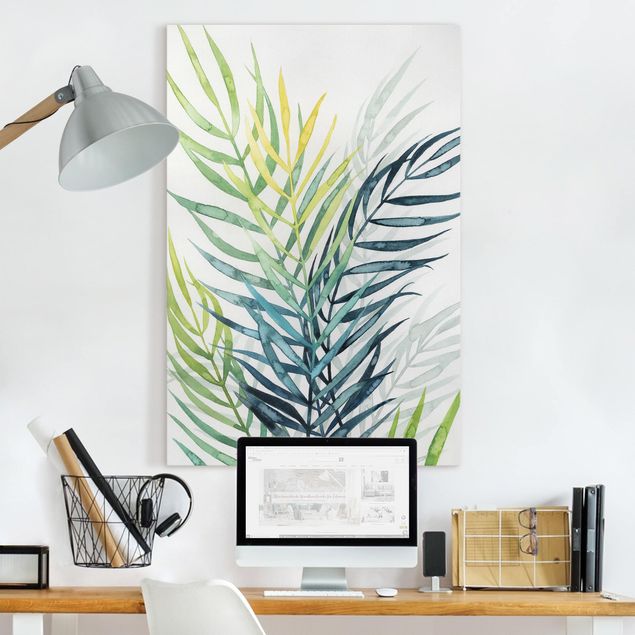Obrazy do salonu nowoczesne Tropikalne liście - drzewo palmowe