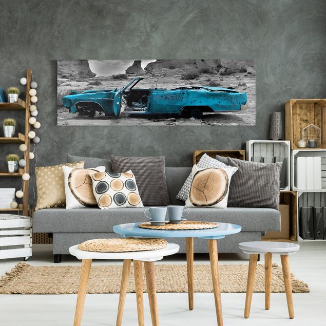 Obrazy do salonu nowoczesne Turkusowy Cadillac