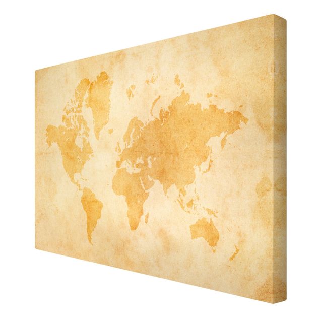 Obraz pomarańczowy Mapa świata w stylu vintage