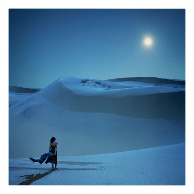 Obraz niebieski Księżyc w pełni nad pustynią