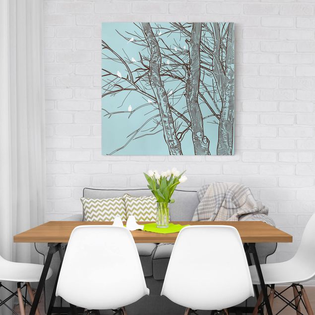 Nowoczesne obrazy do salonu Drzewa zimowe