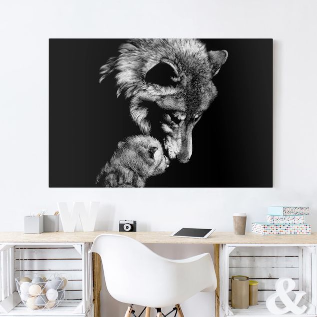 Obrazy nowoczesne Wolf przed czarnym
