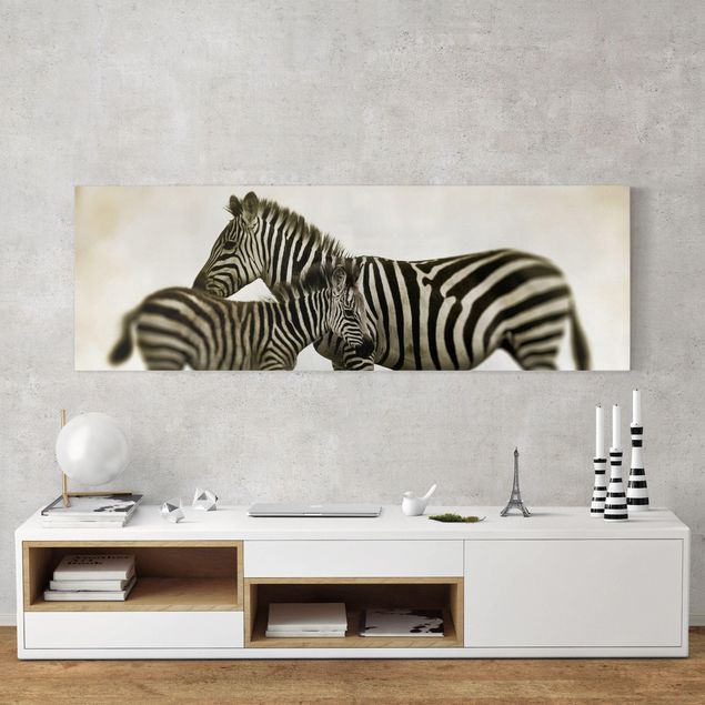 Nowoczesne obrazy do salonu Para zebr