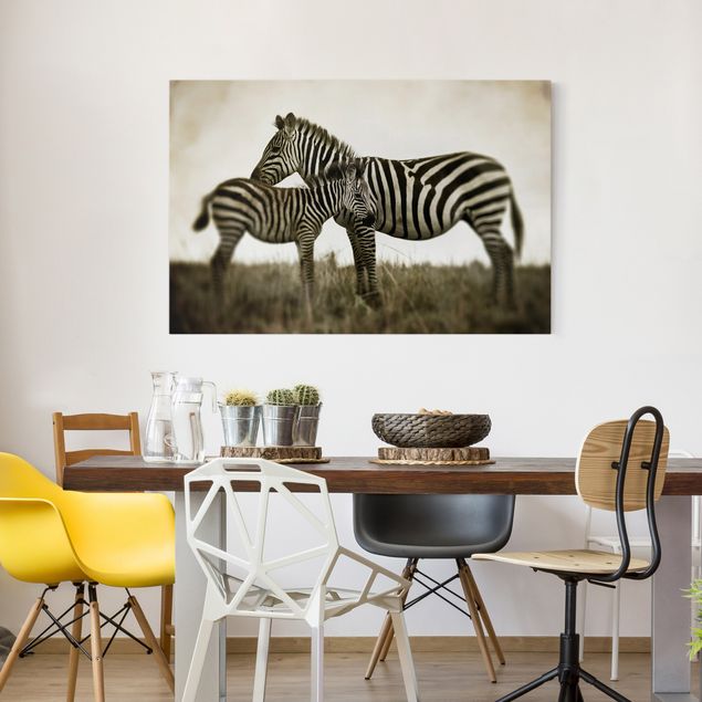 Nowoczesne obrazy do salonu Para zebr