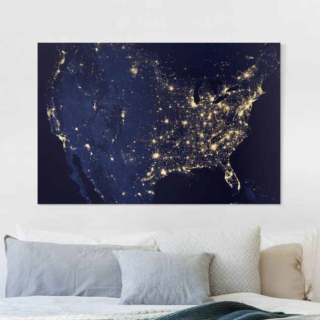 Obrazy na płótnie Ameryka NASA Fotografia USA z góry w nocy