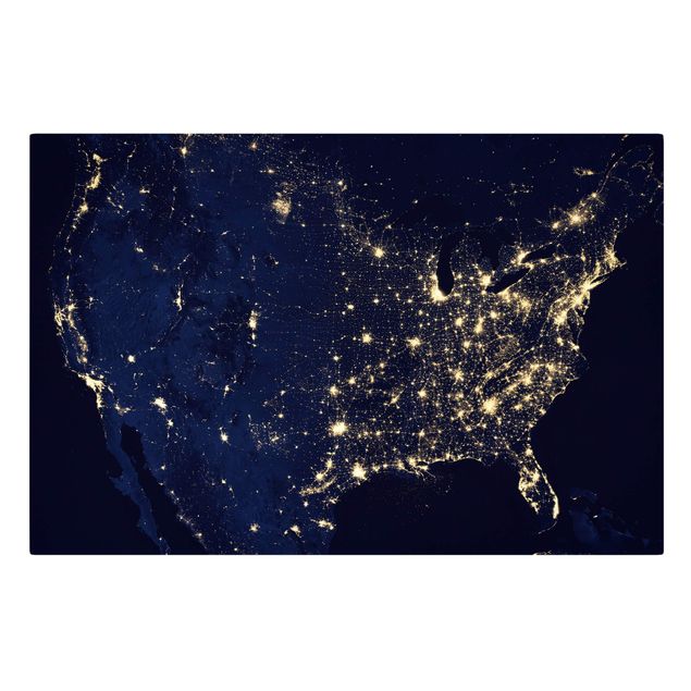 Obraz czarny NASA Fotografia USA z góry w nocy