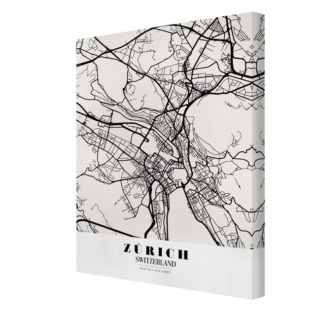 Obrazy mapy Mapa miasta Zurych - Klasyczna