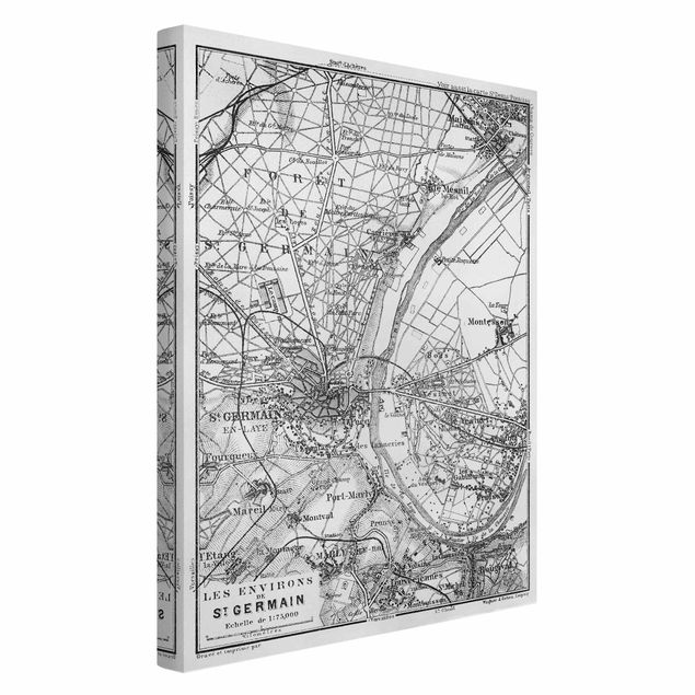 Obrazy vintage zabytkowa mapa St Germain Paryż