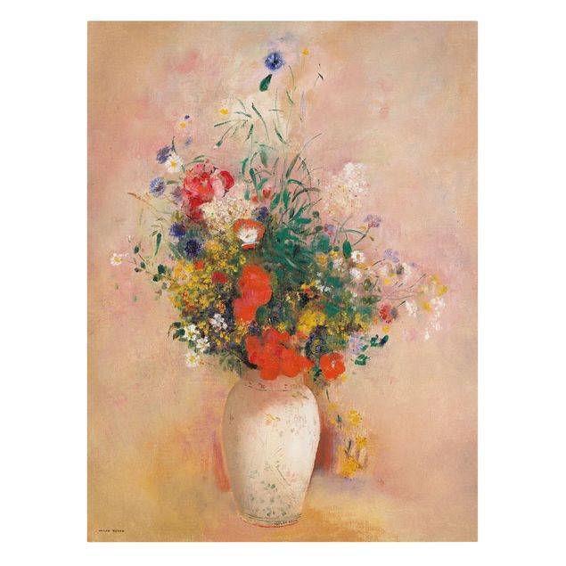 Obrazy kolorowe Odilon Redon - Wazon z kwiatami (tło różane)