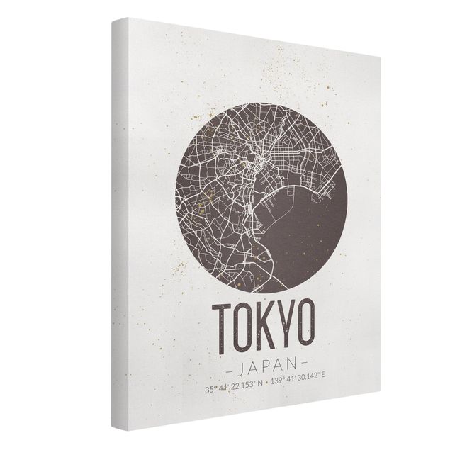 Obrazy do salonu Mapa miasta Tokio - Retro