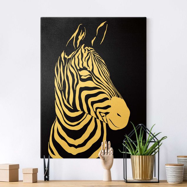 Obrazy do salonu nowoczesne Safari Animals - Portret zebry czarny