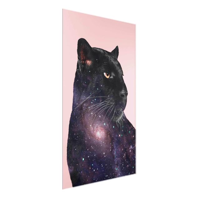 Obrazy na szkle portret Pantera z galaktyką