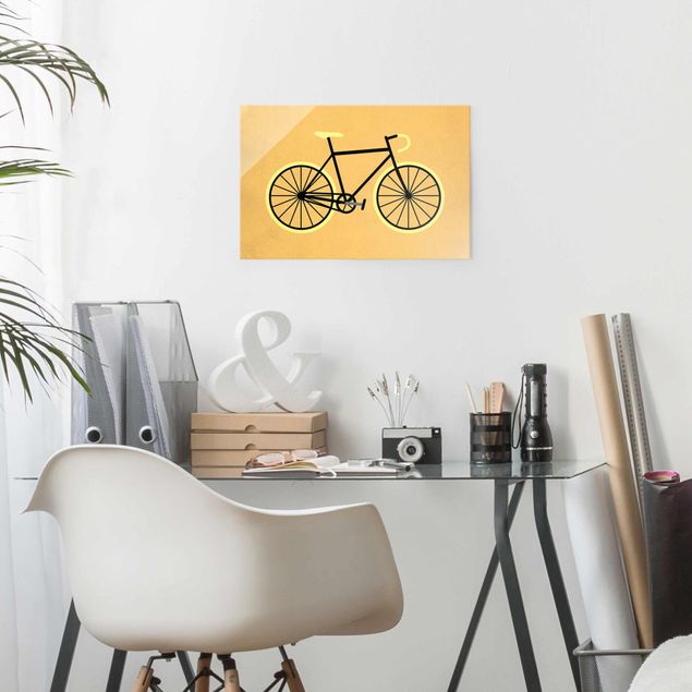 Obrazy do salonu Rower w kolorze żółtym