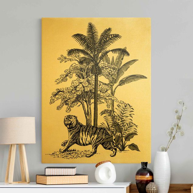 Obrazy ze zwierzętami Ilustracja w stylu vintage - dumny tygrys