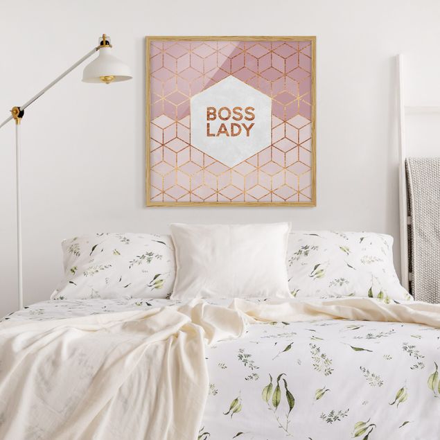 Obrazy w ramie do korytarzu Boss Lady Hexagons Pink