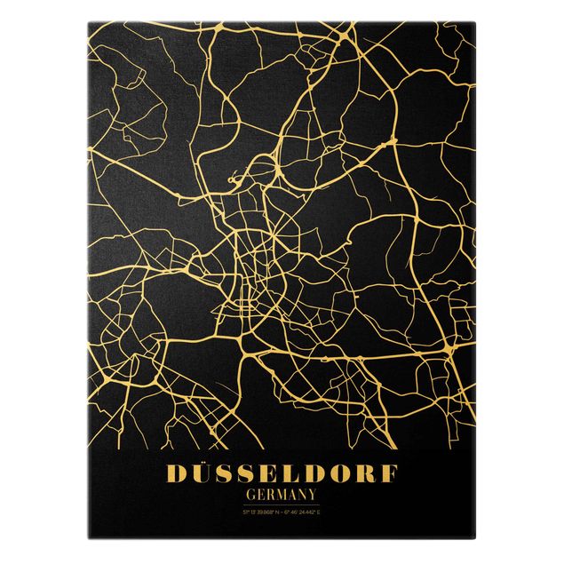Obrazy na ścianę Mapa miasta Düsseldorf - Klasyczna czerń