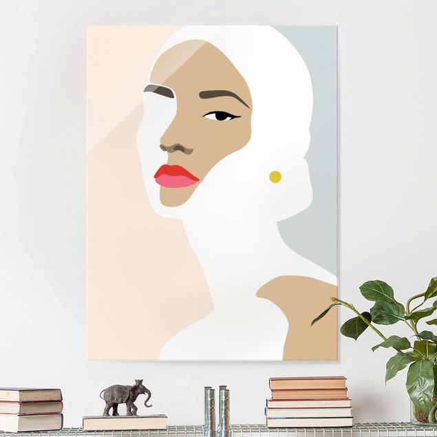 Obrazy Line Art Portret kobiety Pastelowa szarość