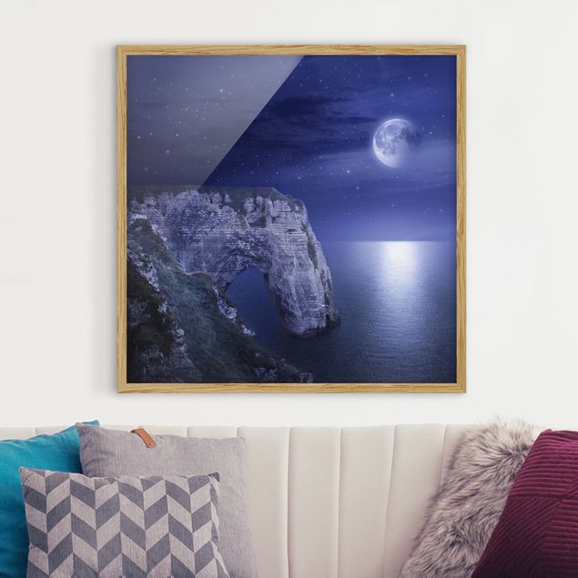 Obrazy w ramie krajobraz retat przy świetle księżyca