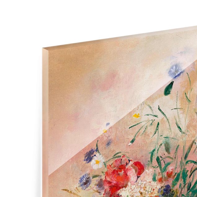 Nowoczesne obrazy Odilon Redon - Wazon z kwiatami (tło różane)