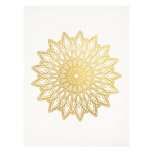Obraz mandala Mandala Sun Illustration białe złoto