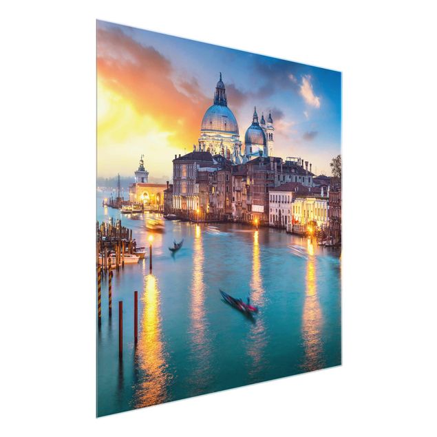 Obrazy na szkle kwadrat Zachód słońca w Wenecji