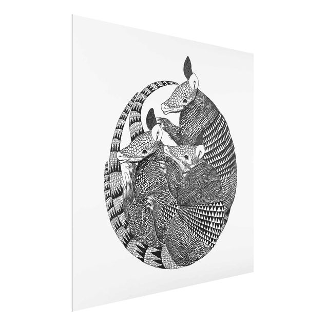 Obrazy na szkle zwierzęta Ilustracja Armadillos czarno-biały Pattern