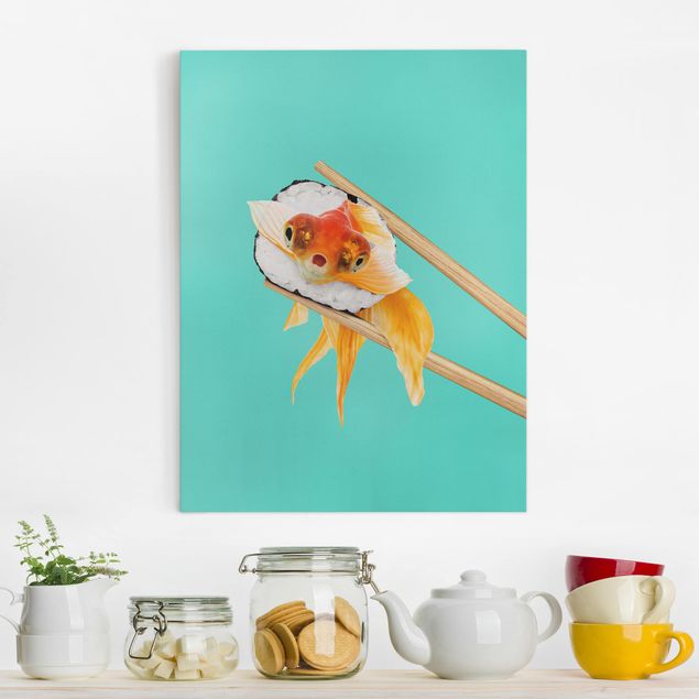 Dekoracja do kuchni Sushi z złotą rybką
