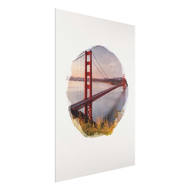 Obrazy na szkle portret Akwarele - Most Złotoen Gate w San Francisco