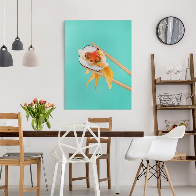 Nowoczesne obrazy Sushi z złotą rybką