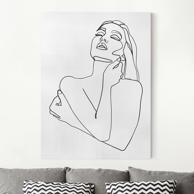 Obrazy line art Line Art Kobieta górna część ciała czarno-biały