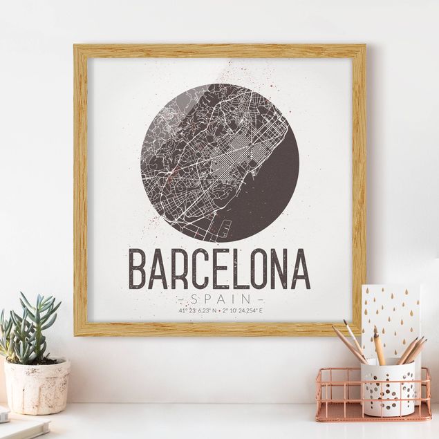 Dekoracja do kuchni Mapa miasta Barcelona - Retro