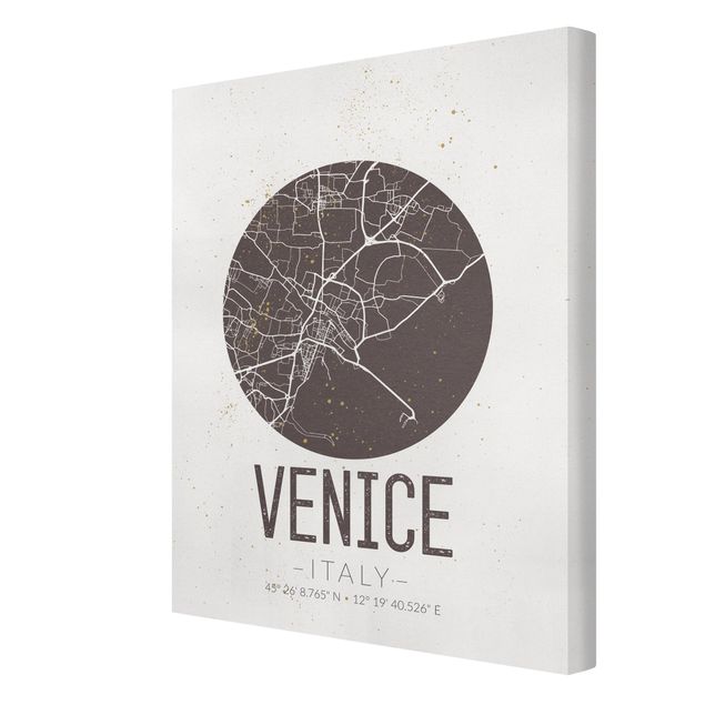 Czarno białe obrazki Mapa miasta Wenecja - Retro
