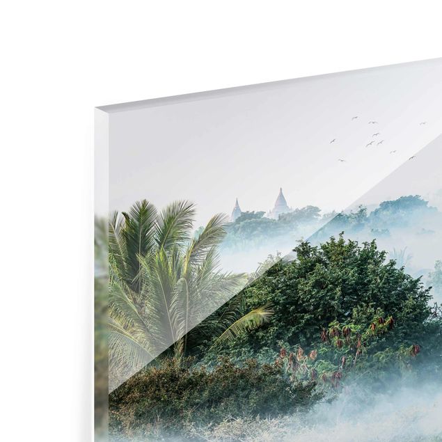 Nowoczesne obrazy Poranna mgła nad dżunglą Bagan