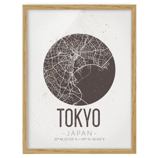 Obrazy Tokio Mapa miasta Tokio - Retro