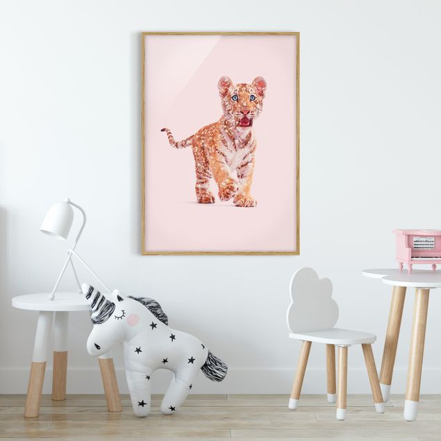 Obrazy w ramie artystyczny Tygrys z brokatem