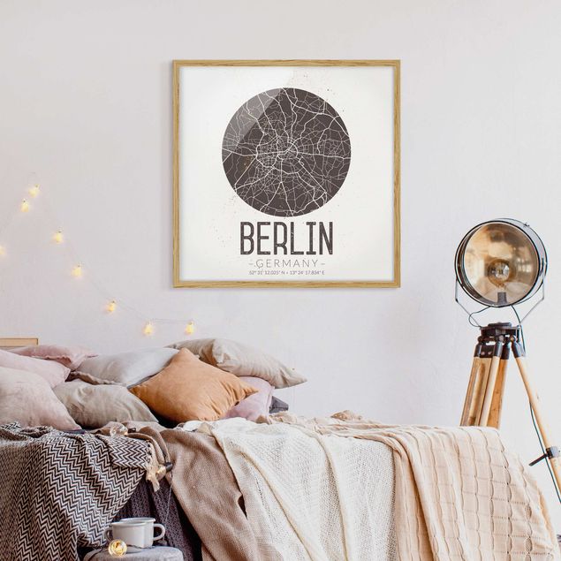 Obrazy w ramie do korytarzu Mapa miasta Berlin - Retro