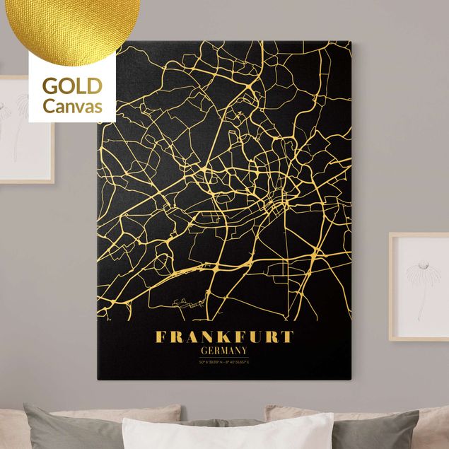 Obrazy nowoczesny Mapa miasta Frankfurt - Klasyczna czerń