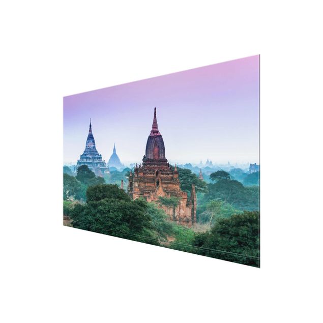 Obrazy na szkle zachód słońca Budynek sakralny w Bagan