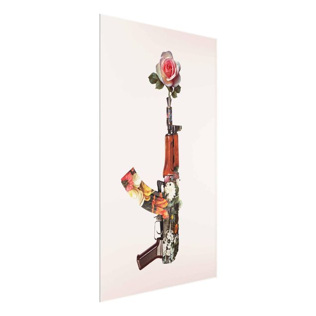 Obrazy na szkle portret Broń z różą