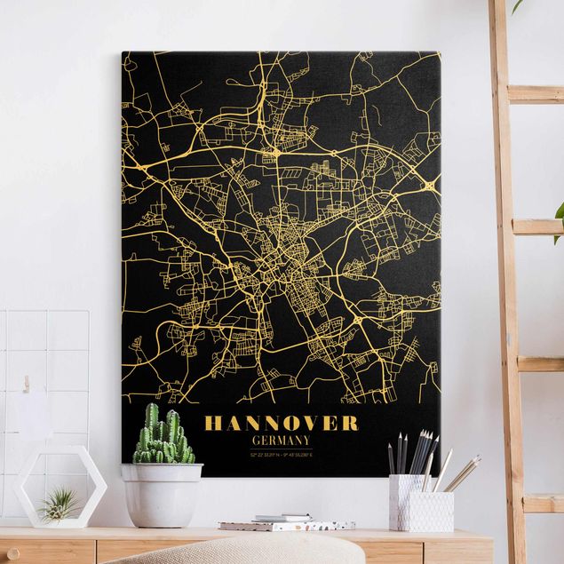 Dekoracja do kuchni Mapa miasta Hanower - Klasyczna czerń