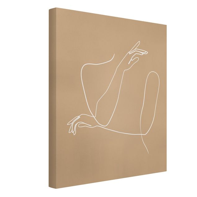Obrazy nowoczesne Line Art Ręce kobiety beżowy